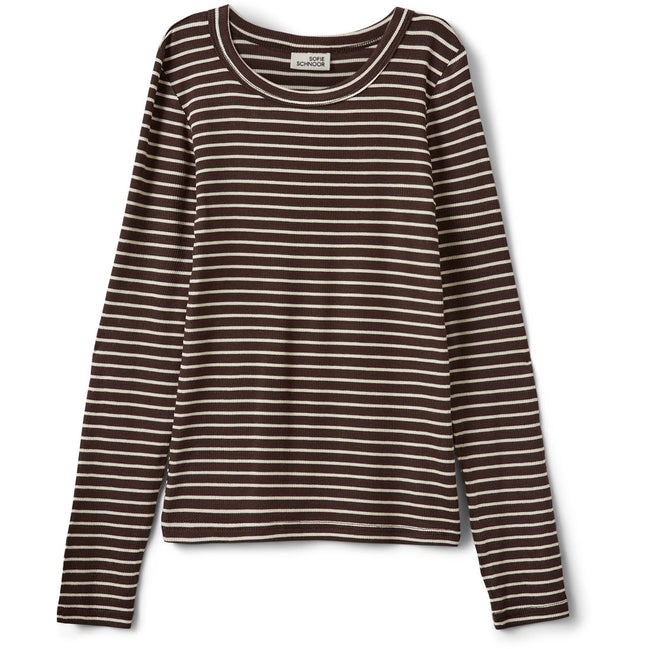 Sofie Schnoor - T-shirts - Brown Striped - Petriciasy