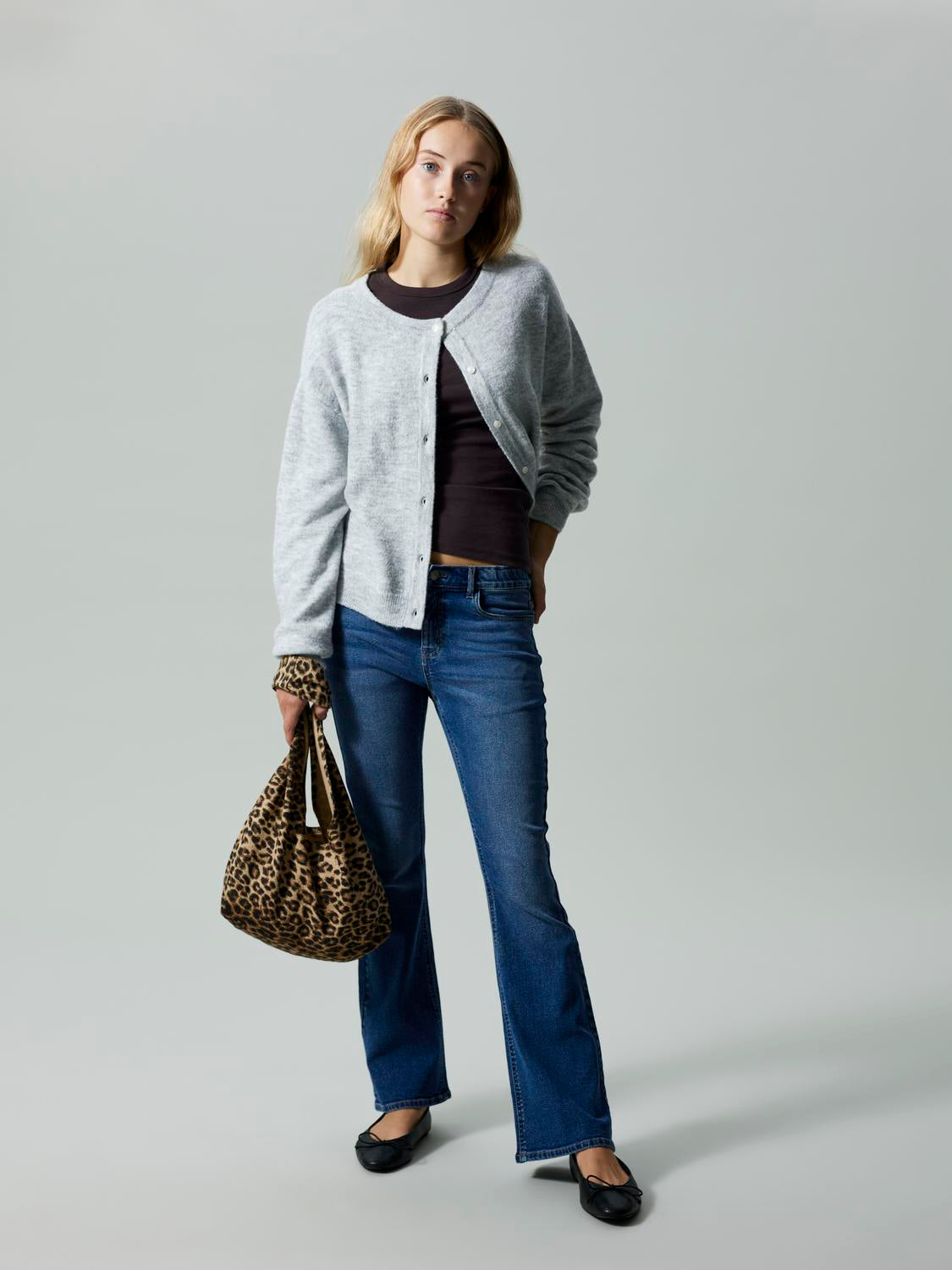 LMTD - Cardigan - Light grey melange - Flot